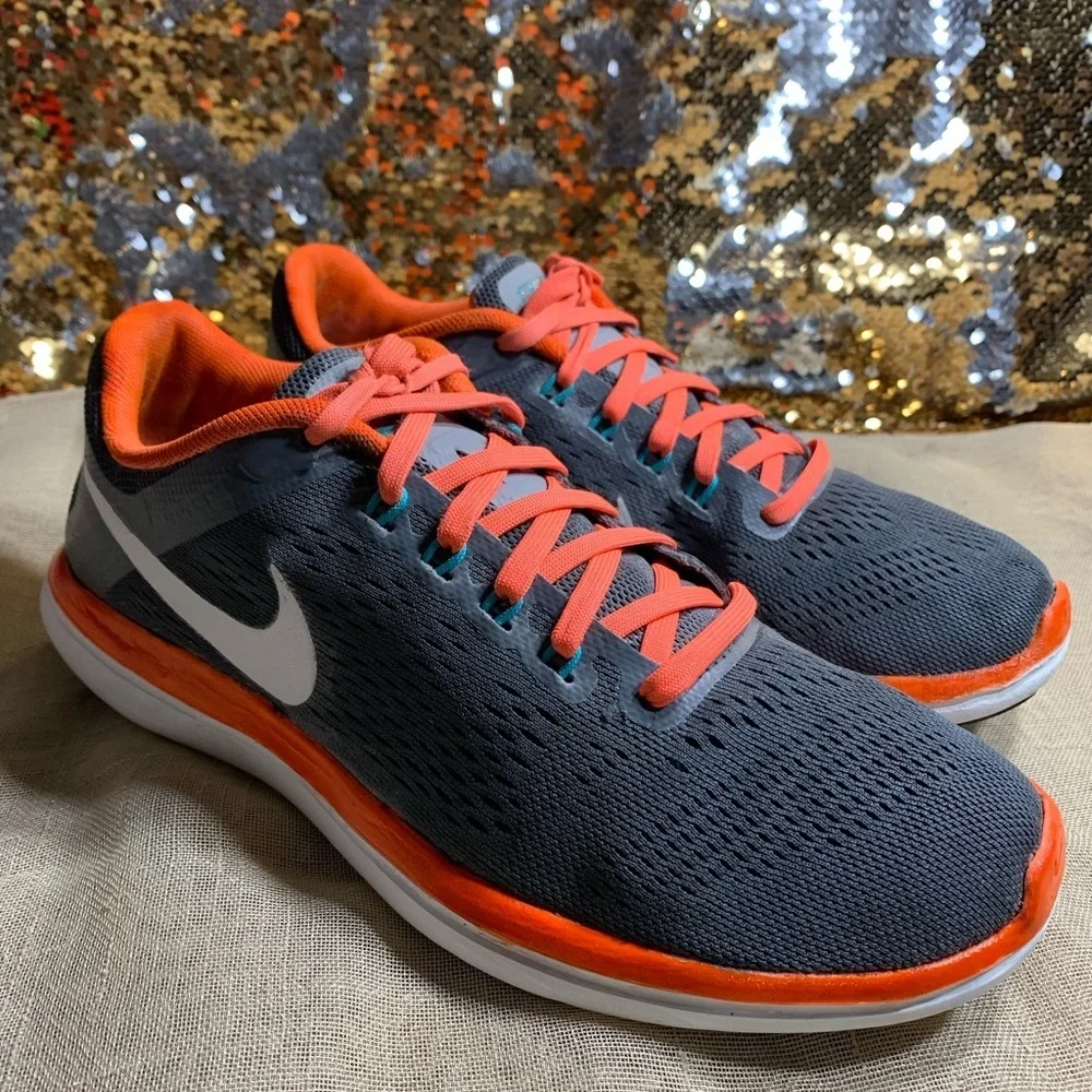 Nike Flex 2016 'Grey Bright Mango' Sneakers